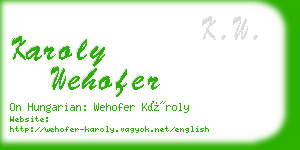 karoly wehofer business card